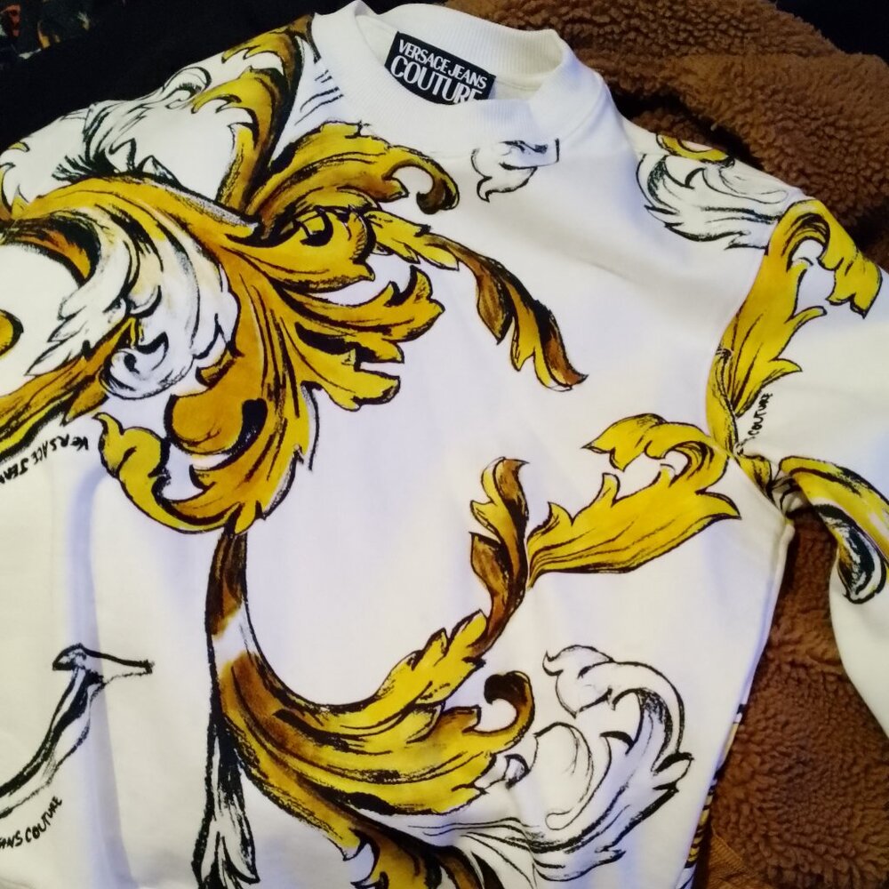 Versace jeans couture outline barocco white sweatshirt size s